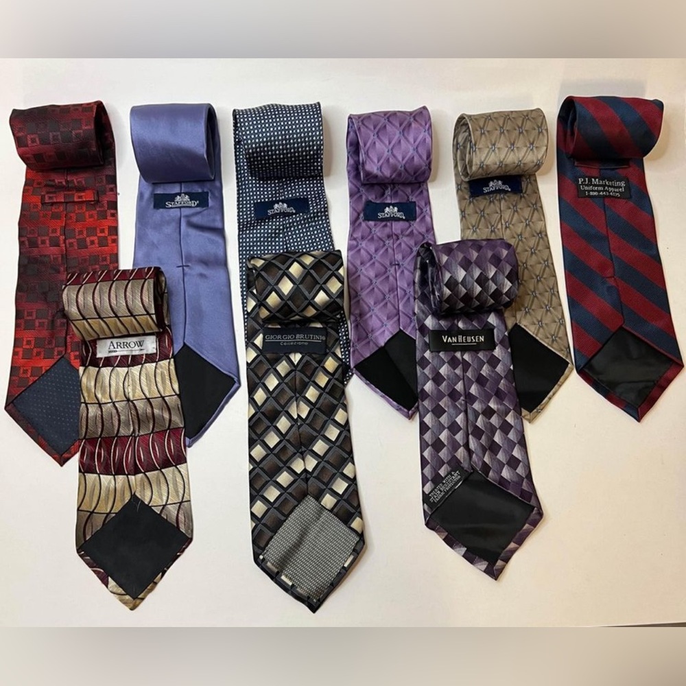 Lot 9 men's ties Stafford, Arrow, Van Heusen, Giorgio Britini